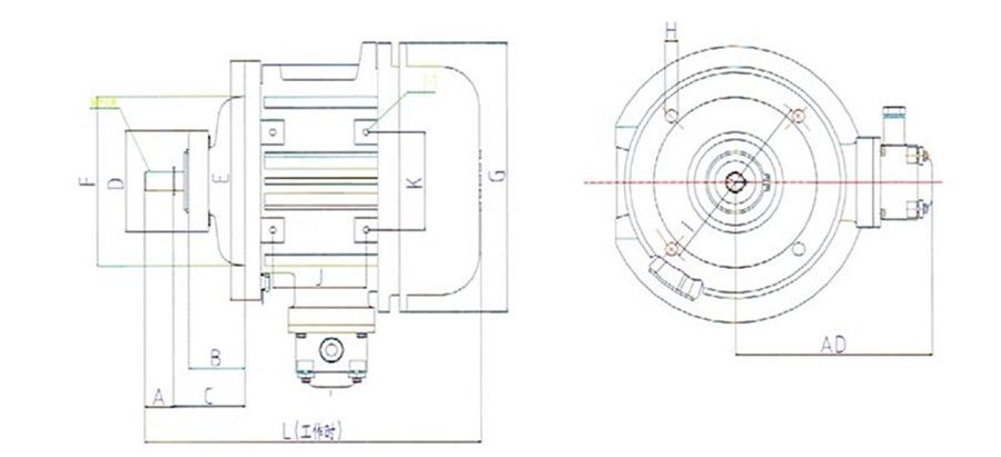 BZDI隔爆型錐形轉(zhuǎn)子三相異步電動機(jī)外形尺寸圖